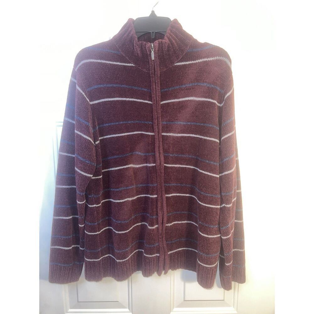 George Classics Stripped Sweater Red Men’s Size Medium 100% Acrylic Crew Neck